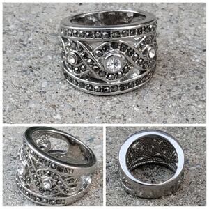 Silver Tone Gemstone Ring Infinity Sign